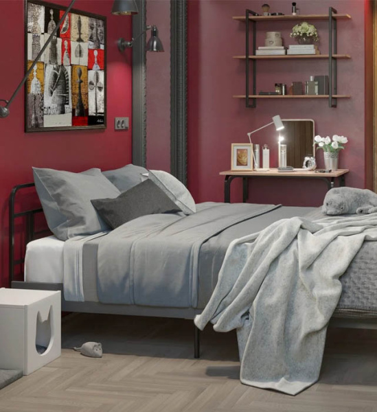 Кровати MEZA PLUS 160х200 см черные металлическая мебель