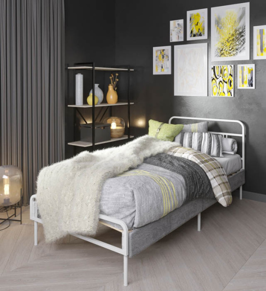 Кровати MEZA PLUS 90х200 см белые металлическая мебель